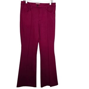 Anthropologie Pants Women's Sz 10 The Essential Flare Trouser Red Maroon Stretch